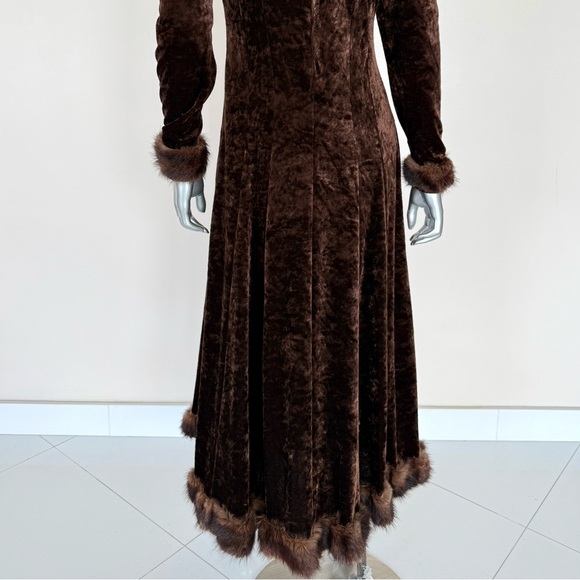 Krizia vintage women velour dress with natural mink fur size 42 IT or 6 US - Picture 6 of 13